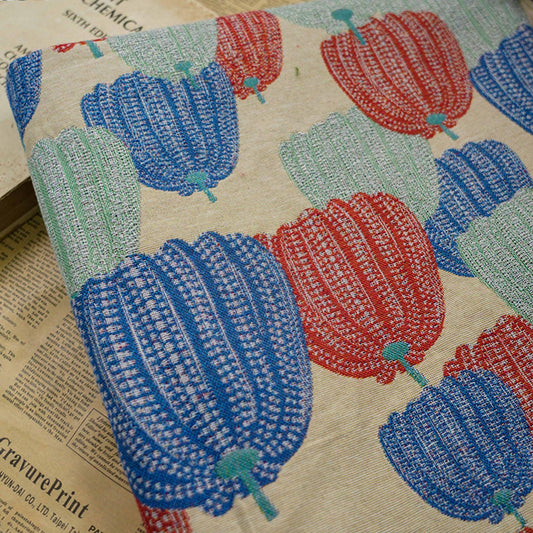 Tissu jacquard à motif floral : mélange de coton épais et flammé, 150 cm de large