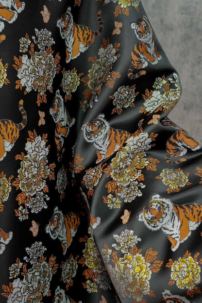 Tiger & Peony Brocade Fabric ��� Chinese Jacqua" Wide