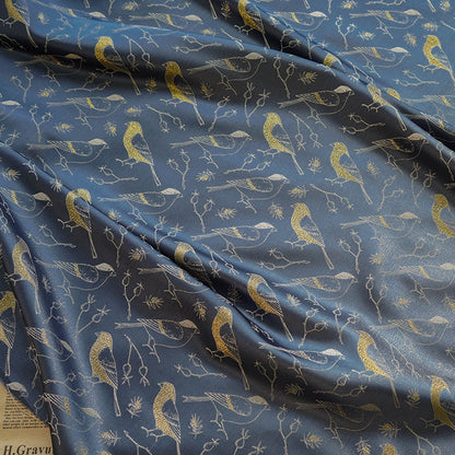 Birds Jacquard Satin Fabric: Brocade Sewing Material, 59"W