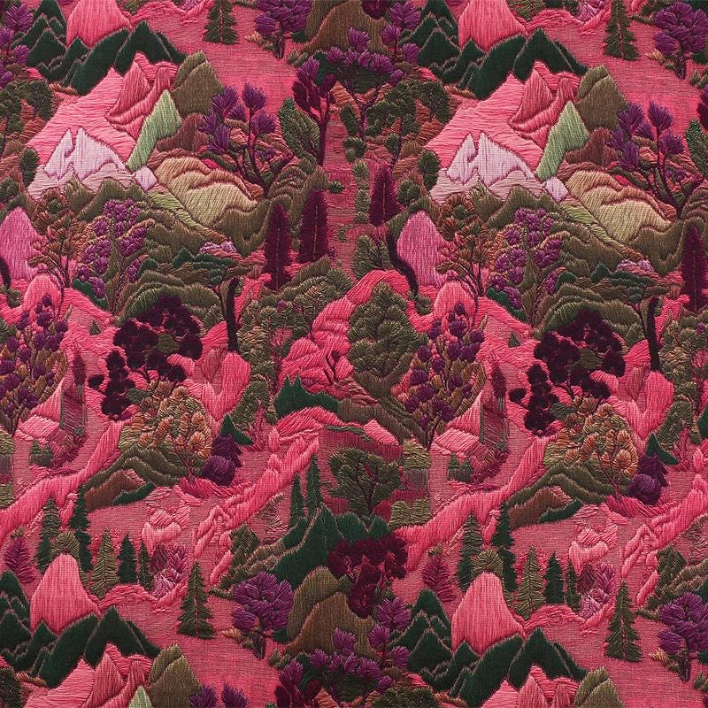 Embossed Forest Print Wool Silk Blend Fabric: Autumn Couture