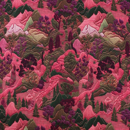 Embossed Forest Print Wool Silk Blend Fabric: Autumn Couture