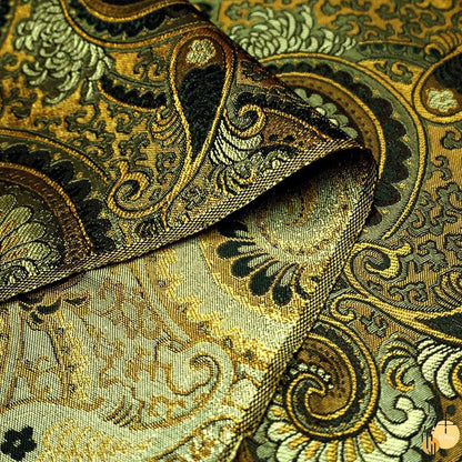Damask Paisley Cheongsam Fabric: Golden Brown Upholstery Material