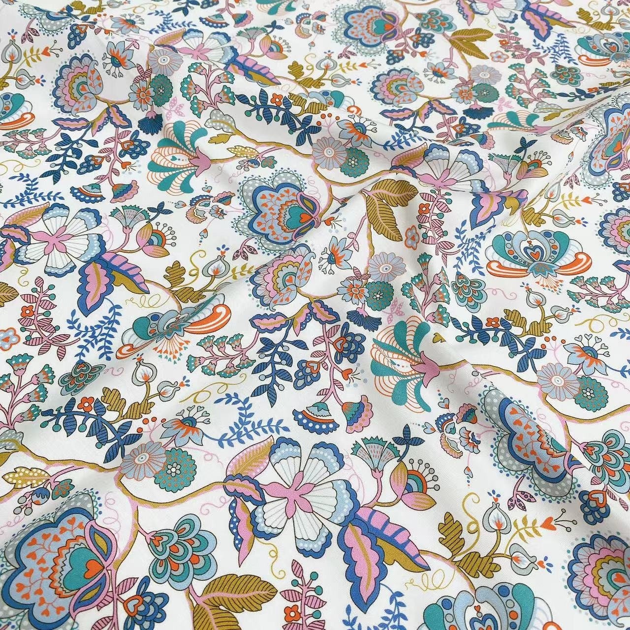 Japanese Floral Print Fabric: 100% Cotton Sewing Material