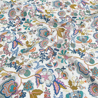 Japanese Floral Print Fabric: 100% Cotton Sewing Material