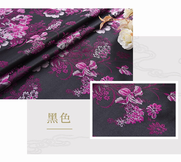 Peony Jacquard Brocade Fabric: Chinese Damask, 59" Wide