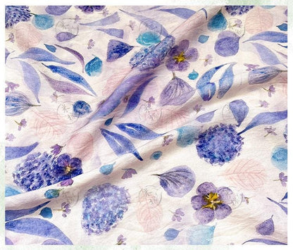 Quilting Fabric, Mist Blue Floral Cotton Fabric: Soft Jacquard Look Sewing Material