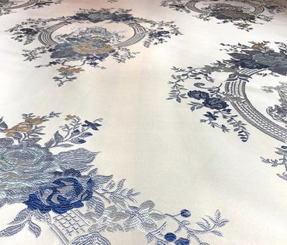 Metallic Damask Satin Fabric: 3D Texture Jacquard, 56"W Palace Style