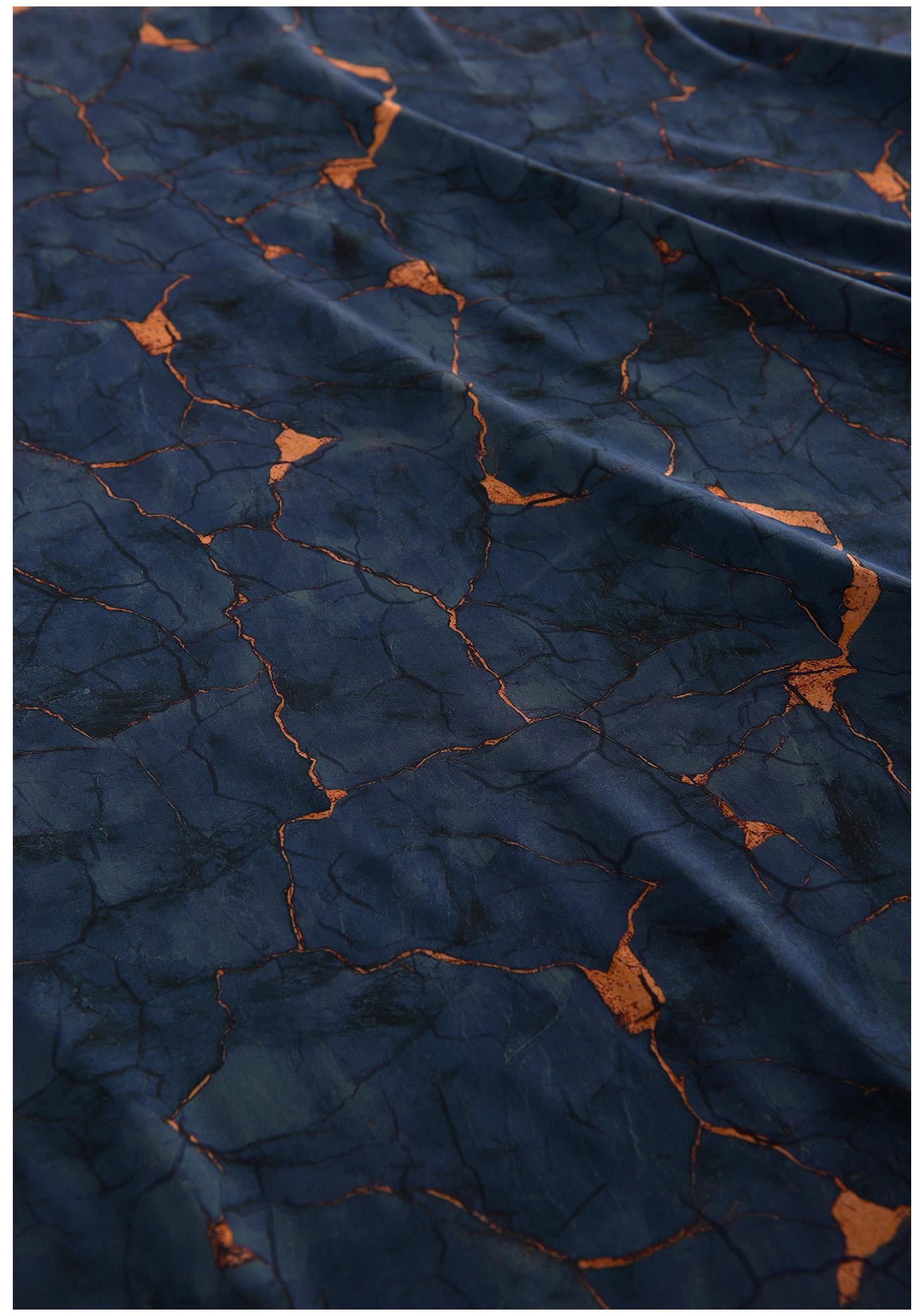 Deep Blue Shattered Clouds Cotton Sateen Fabric: 55" Wide, Drapery, Upholstery