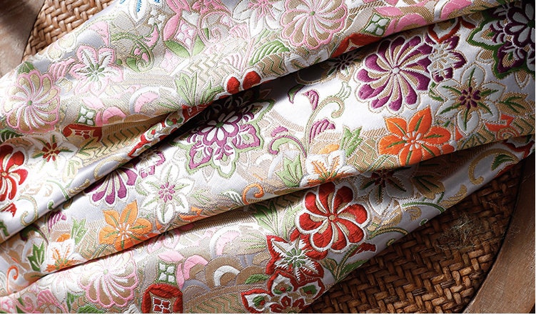 Nishijin Japanese Floral Brocade Fabric: High-End Jacquard Silk (29.5" Width)