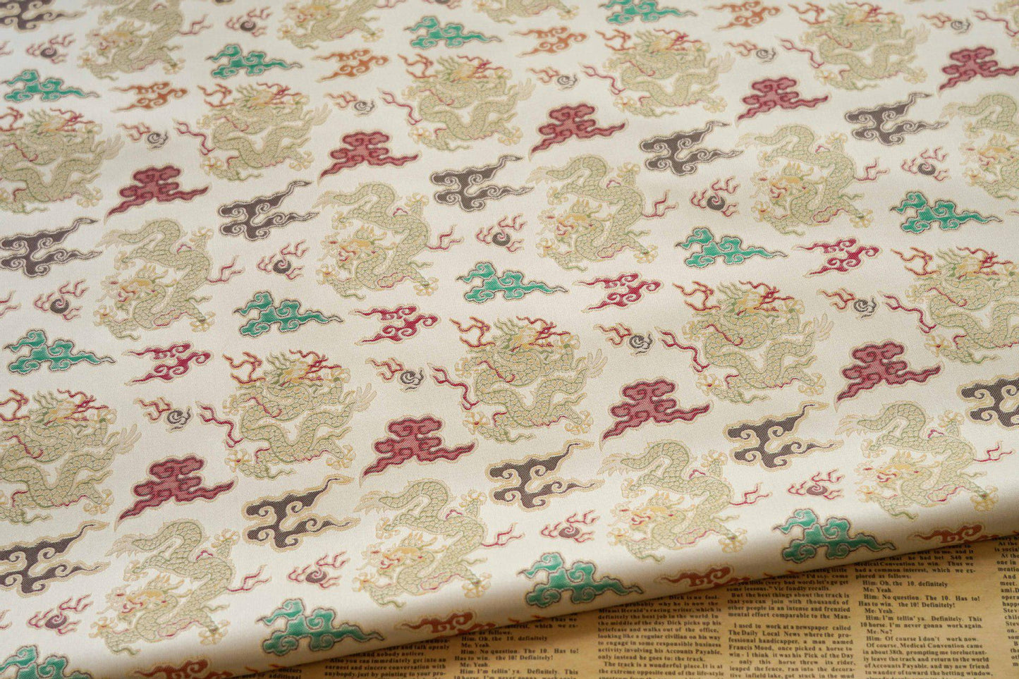 Dragon Brocade Fabric: Chinese Style Upholstery, Costume, Decor (65"W)