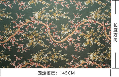 Bamboo & Plum Blossom Brocade Jacquard Fabric: 57"W Damask Upholstery