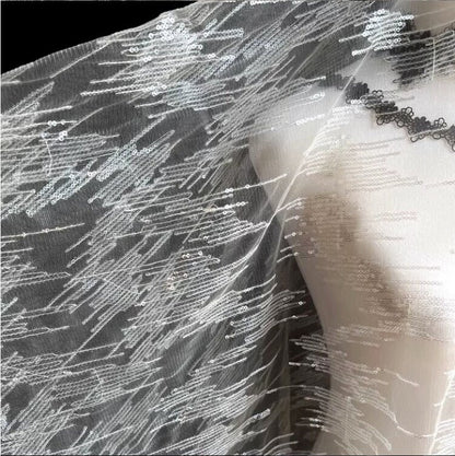 Tissu en maille pailletée, 150 cm de large, polyester transparent, pour costumes et décorations de mariage