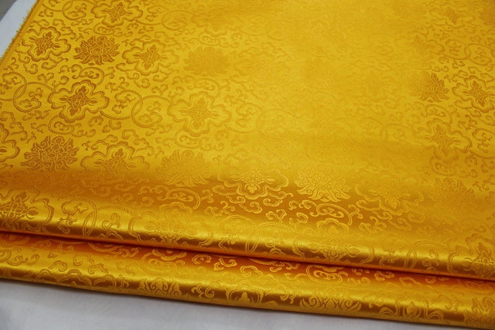 Chinese Medallion Brocade Fabric: 35" Wide, Silk Blend