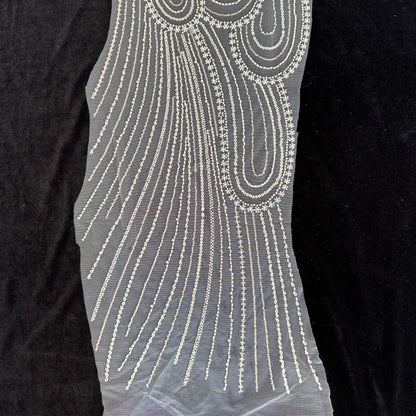 3D Beaded Floral Embroidery Mesh Fabric, Large Flower Sequin Lace for Bridal Gowns & Formal Dressmaking