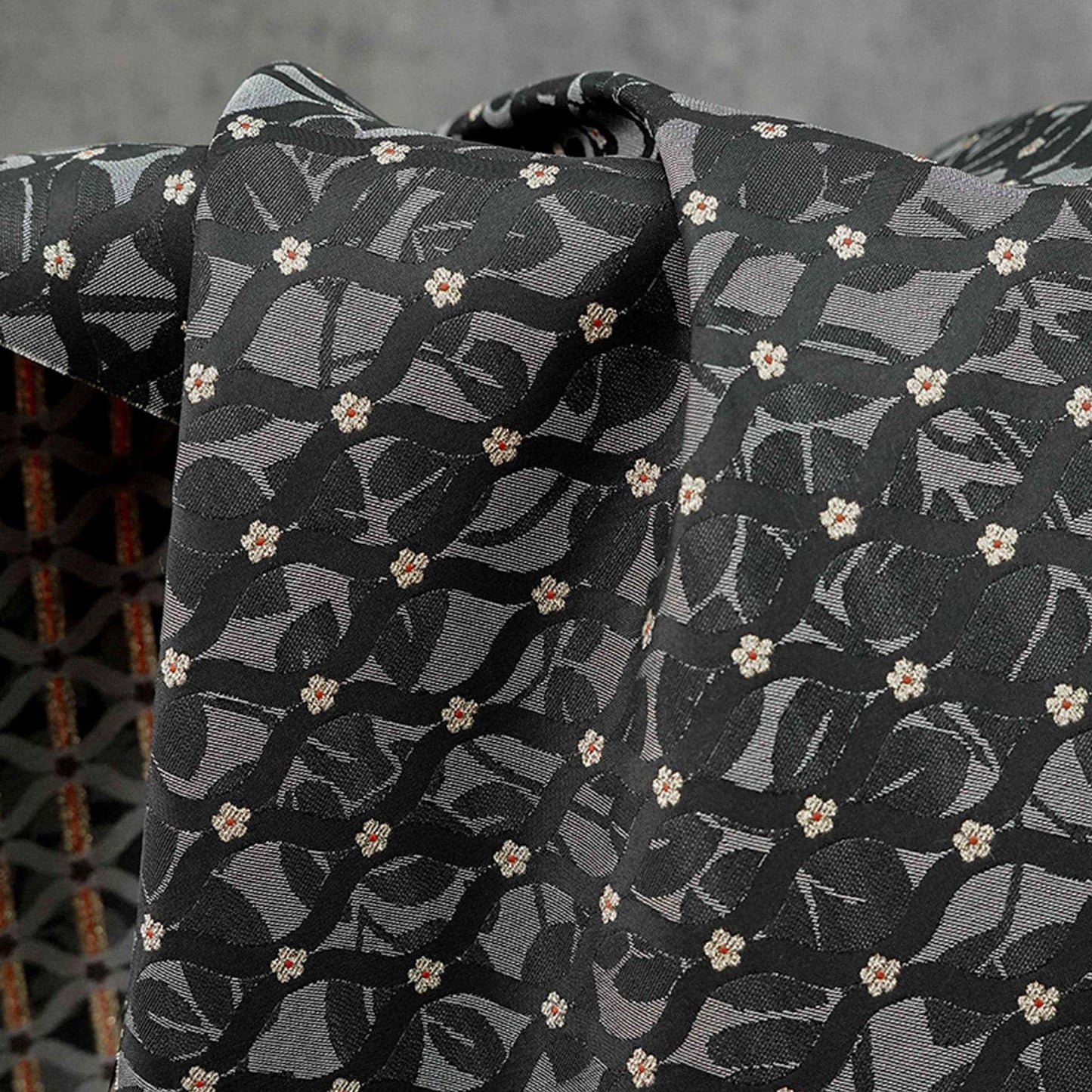 Tissu jacquard brocart ondulé rétro - Matériel de couture à motifs floraux