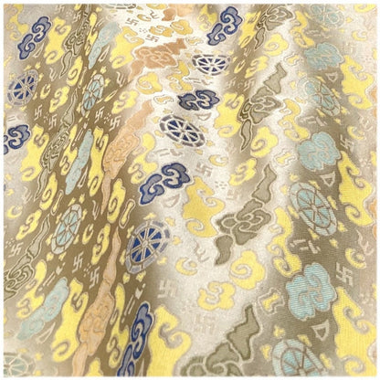 Lucky Cloud Wheel Brocade Fabric: Silk Rayon Blend, Cheongsam, Tibetan Robe