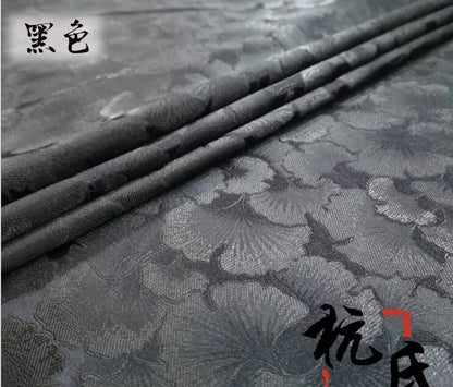 Ginkgo Biloba Silk Brocade Fabric: Cheongsam Cushion Upholstery, 29.5"W