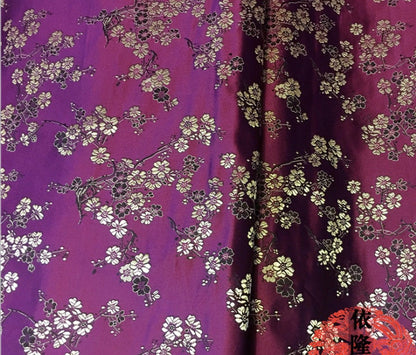 Tissu brocart de soie à fleurs de prunier : tissu pour cheongsam qipao, largeur 75 cm