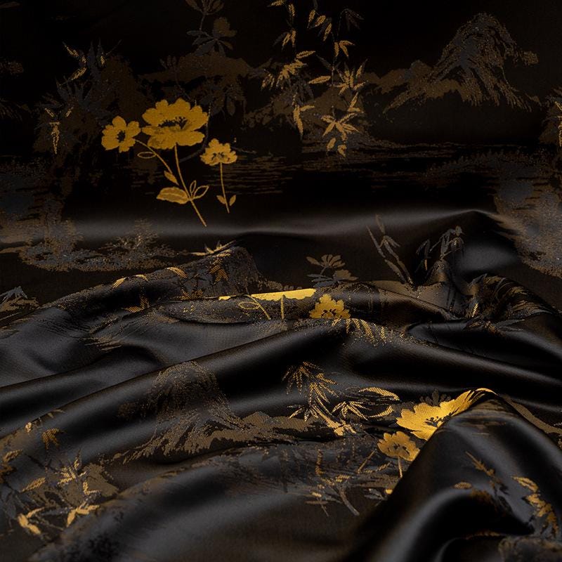 Nishijin Woven Gold Thread Brocade: Jacquard Silk Fabric, 59" Wide