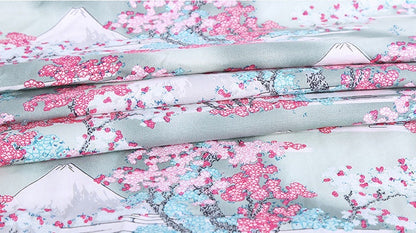 Mount Fuji Cotton Fabric: Japanese Floral Print, Sewing & Upholstery