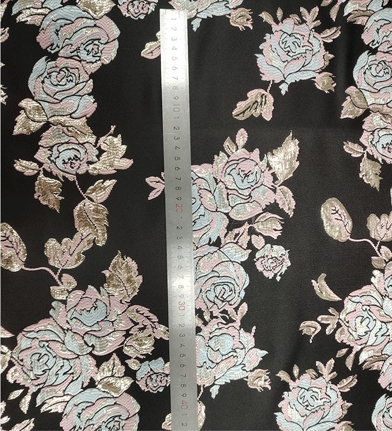 Floral Brocade Fabric: Gold Thread Cheongsam Qipao Material (59"W)