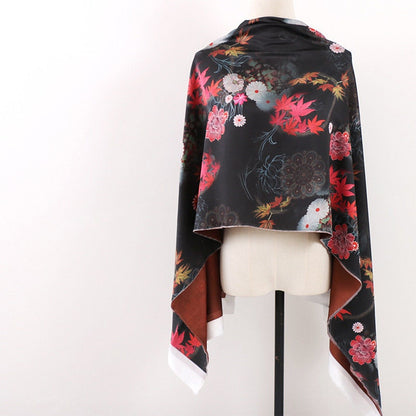 Tissu satin de soie à imprimé floral - 150 cm de large - Couture et ameublement