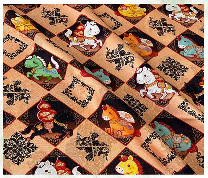 Diamond Jacquard Rayon Fabric ��� Horse Mot" Wide