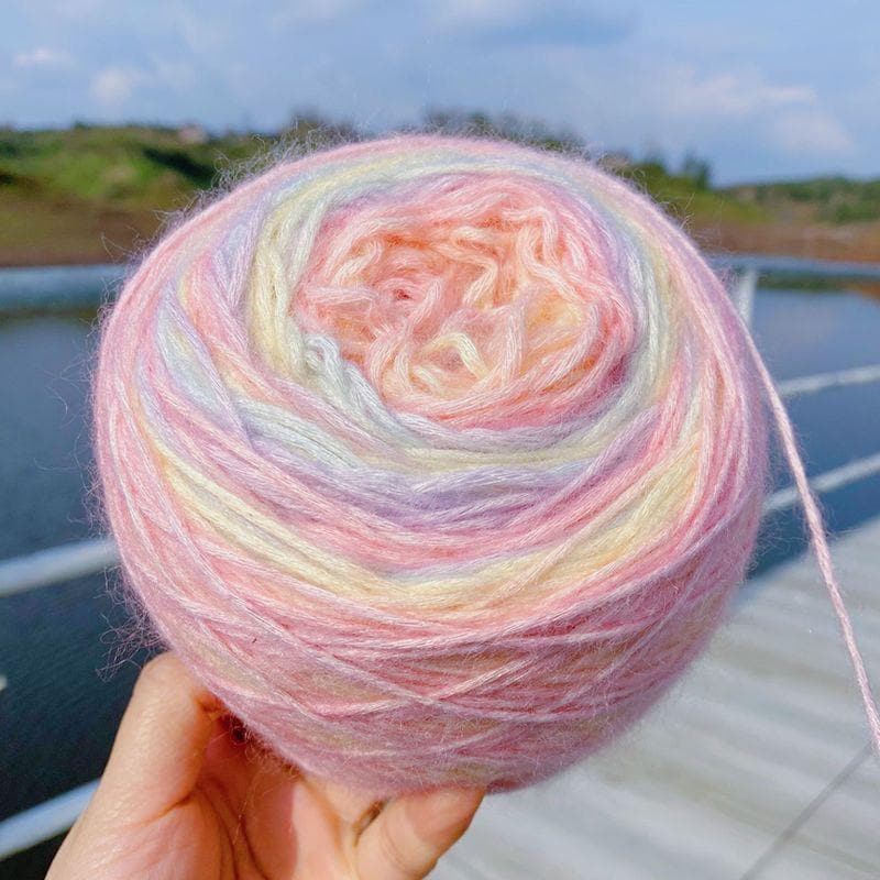 Fil de soie mohair teint à la main arc-en-ciel : pelote de laine à tricoter dentelle