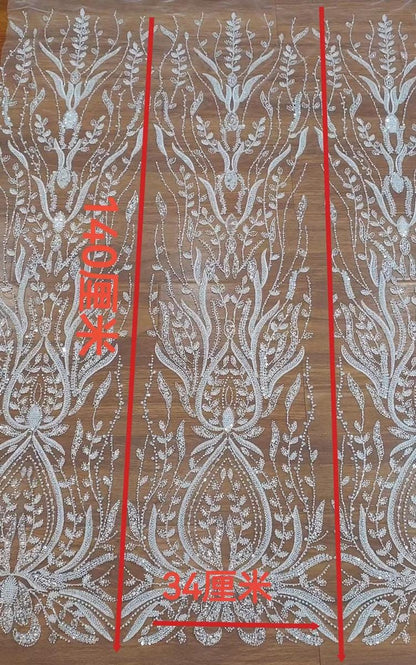 Beaded Sequin Lace Fabric: Bridal Wedding Veil, Doll Making, DIY