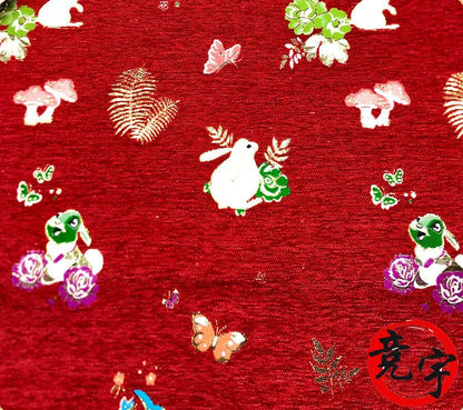 Rabbit Chenille Jacquard Fabric: 59"W Brocade Upholstery, Quilting, Sewing - Poppylollipop