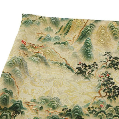 Breathable Light Green Landscape Shimmer Brocade Jacquard Fabric, 59" Wide, 3 patterns