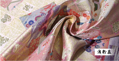 Japanese Crane Fabric: Silk Rayon Blend, Sewing & Upholstery (29.5"W)