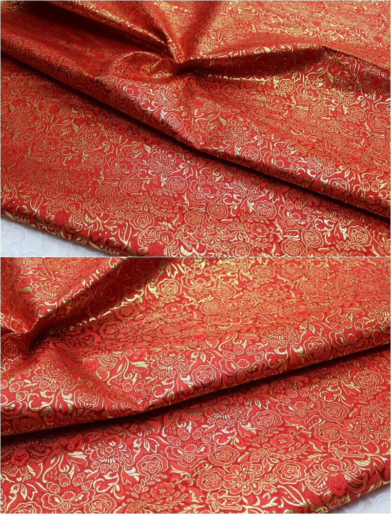 Metallic Paisley Brocade Fabric: Chinese Jacquard, 29.5" Wide