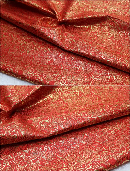 Metallic Paisley Brocade Fabric: Chinese Jacquard, 29.5" Wide