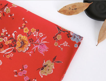 Floral Brocade Fabric: Silk Rayon Jacquard Damask, 35" Wide