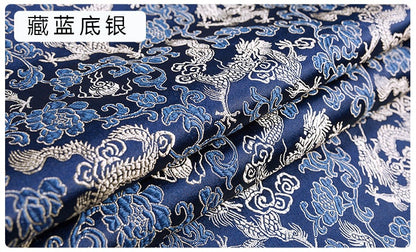 Tissu brocart de soie bleu royal : matériau de couture d’ameublement traditionnel