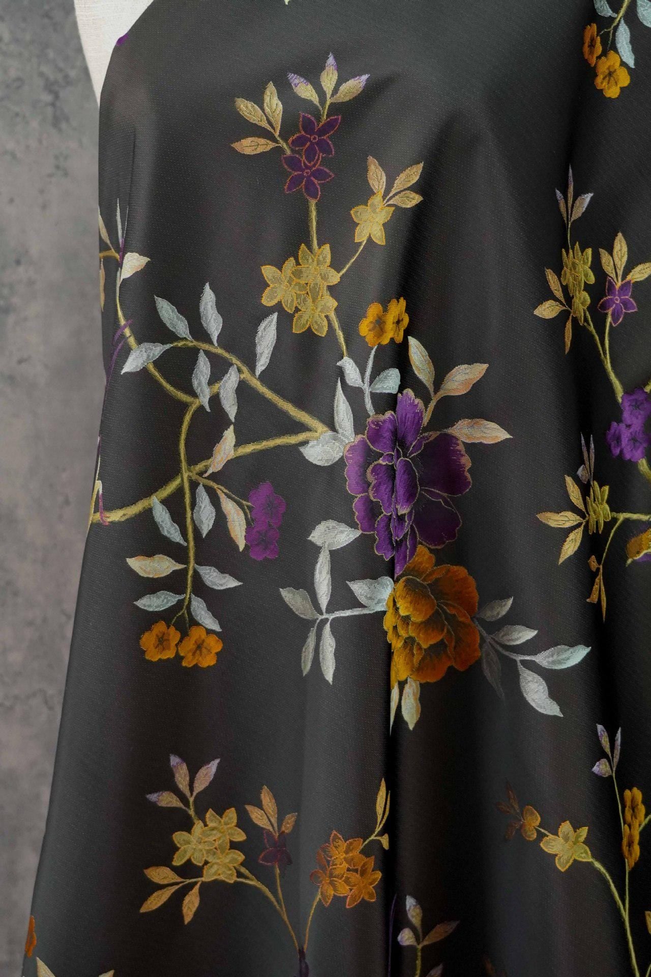 Gold Thread Jacquard Fabric: White Deer Embossed Weave, 64" Wide