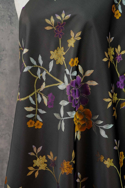 Gold Thread Jacquard Fabric: White Deer Embossed Weave, 64" Wide