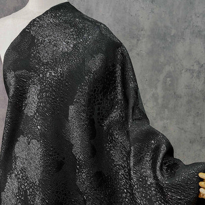 Black & Gold Jacquard Fabric: 3D Texture Upholstery, Prom Dress Sewing, 54" Wide