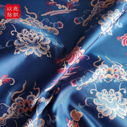 Lotus & Cloud Jacquard Fabric ��� Shu Brocade Style, Hanfu Qipao Ma