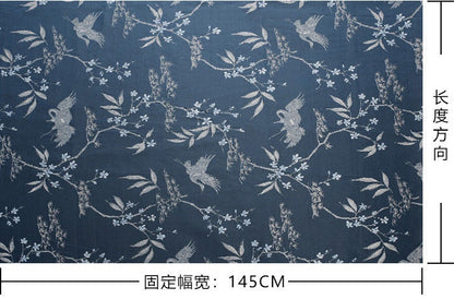 Oriental Crane Brocade Jacquard Fabric: 57"W Damask Polyester
