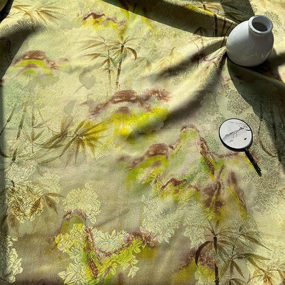 Rayon Silk Jacquard Xiangyun Fabric, Bamboo Spring Mist Handwoven Fabric for Clothing, Dressmaking, and Craf" Wide