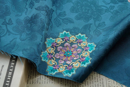 Embroidered Lotus Silk Brocade Fabric: Tibetan Robe, Cheongsam Sewing Material