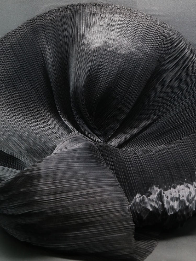 Pleated Organza Fabric: Shiny Crinkled Texture, 55" Wide