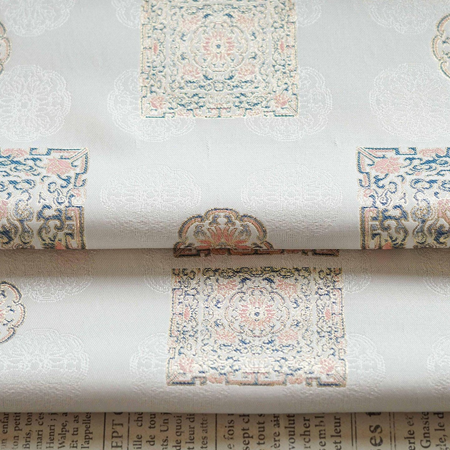 Song Brocade Fabric: 63"W Silk Rayon Blend, Tibetan Style