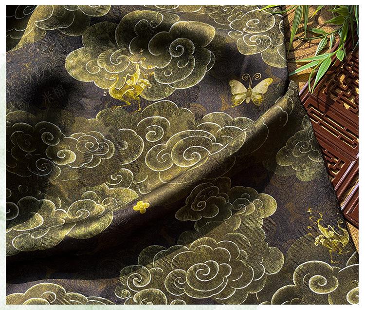 Butterfly Jacquard Silk Fabric ��� Yun Pattern Xiangyun Rayon Ble"W