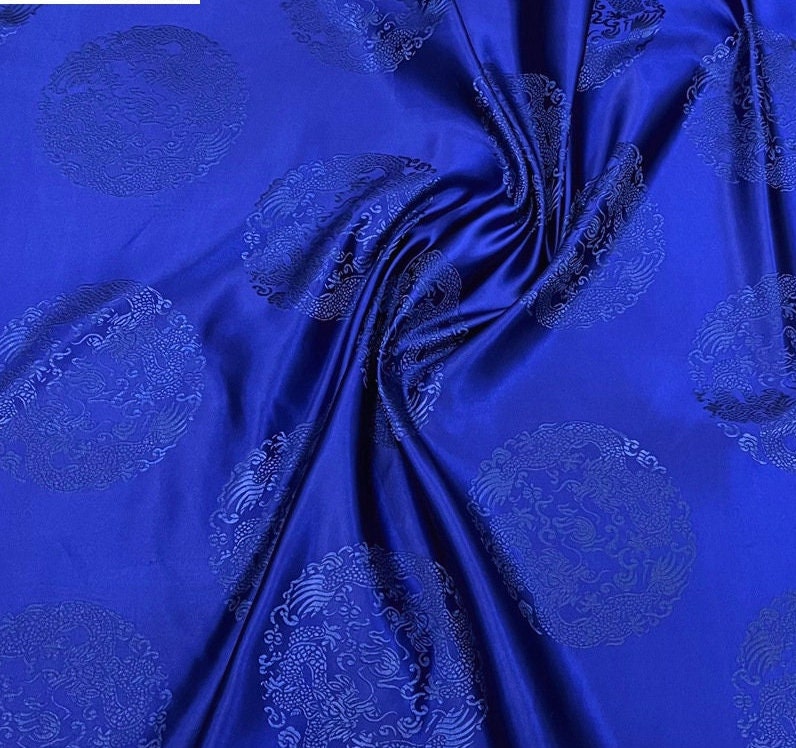 Tissu brocart dragon : mélange de soie chinoise et de rayonne, 75 cm de large, pour costumes et décorations