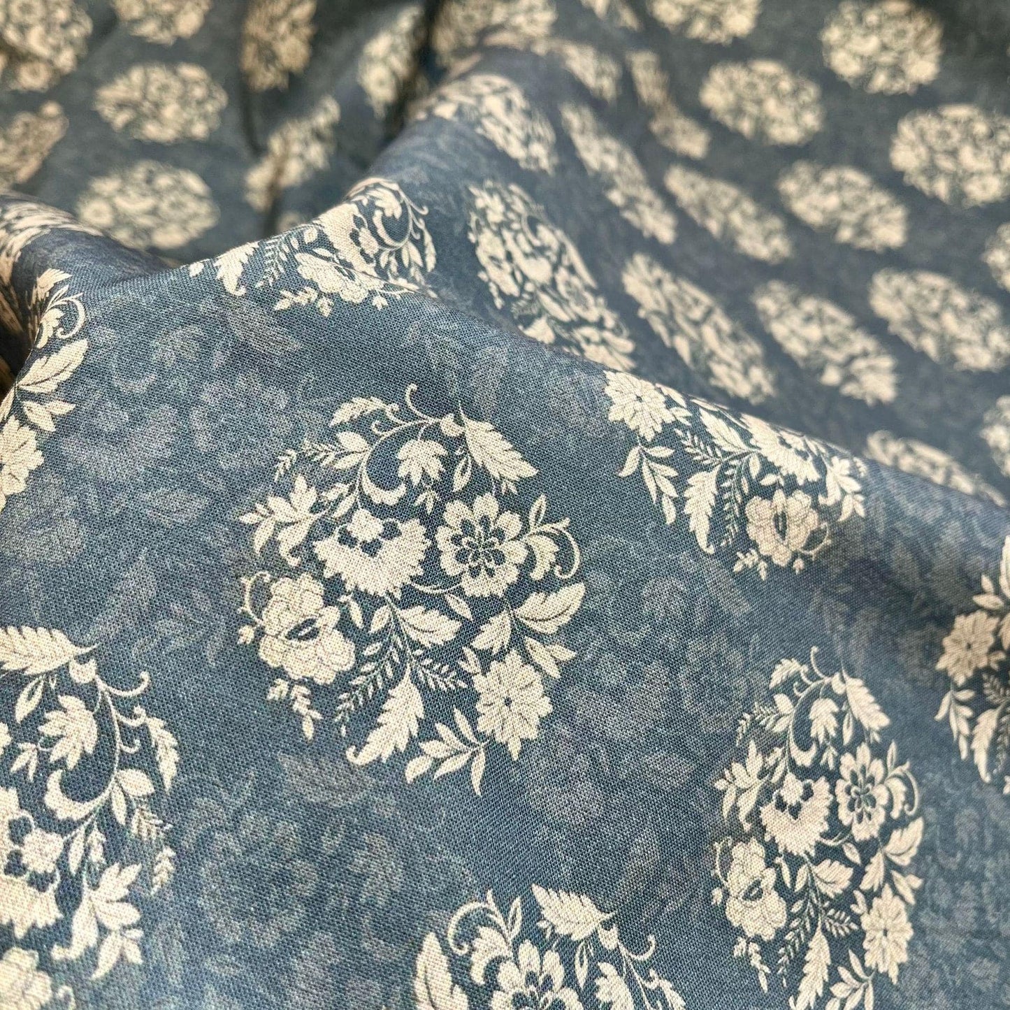 Floral Cotton Fabric: 1960s Style Print, 59" Wide