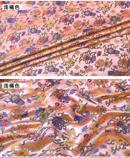Floral Brocade Fabric: 59"W Chinese Silk Rayon Damask