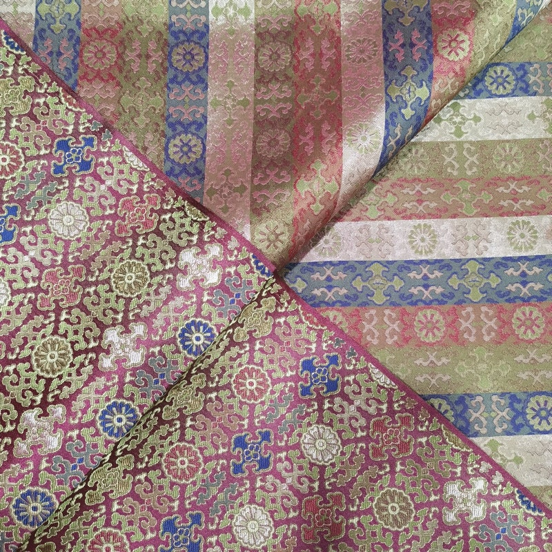 Mongolian Brocade Fabric: 59"W Rayon Cheongsam, Robe, Drapery